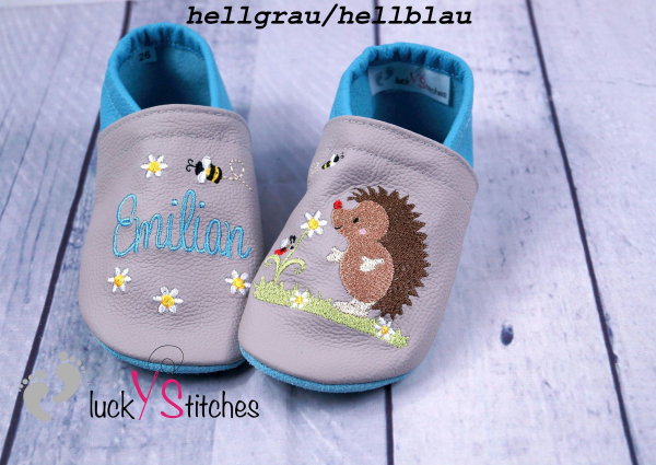 Lederpuschen Igel mit Blume und Biene 2